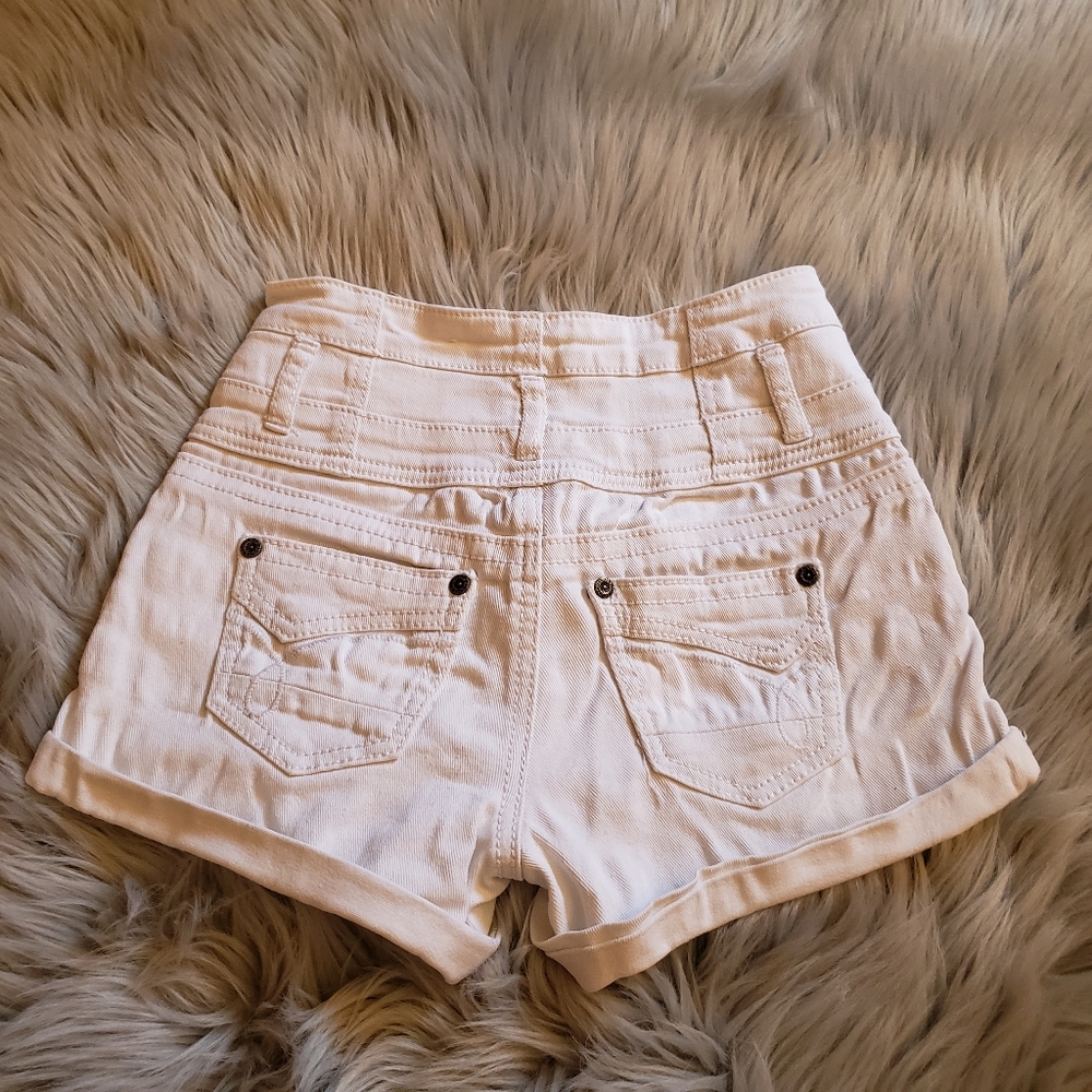 White Jean Shorts High Wasted